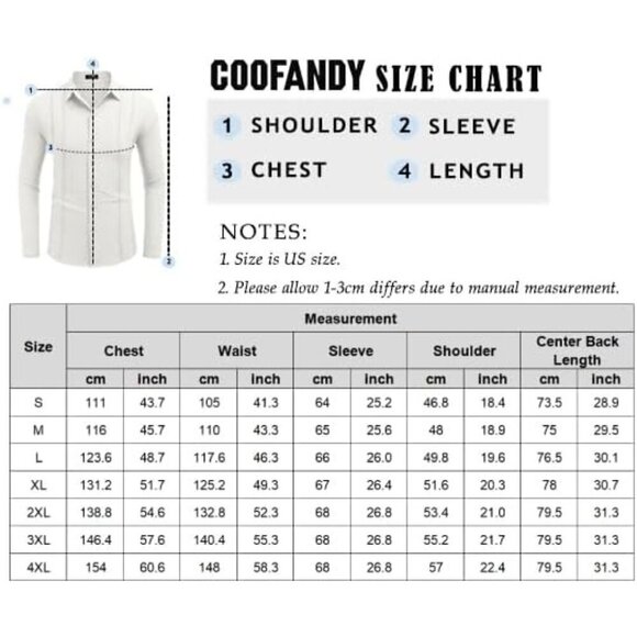 ❤️Mens Cream Cuban Shirt Casual Button Down Shirts Long Sleeve Beach Shirts - Picture 7 of 7